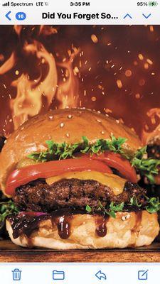 Lord's Burger, a 1lb fully loaded all from scratch juicy extravaganzaour sizzling 1lb burger loaded