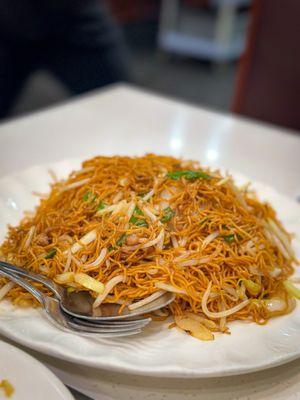 fried noodle with soy sauce and bean sprouts