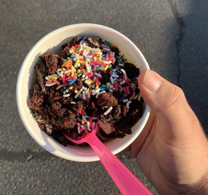 A favorite of mine: half cookies and cream - half birthday cake. Loaded up with all the goodies!