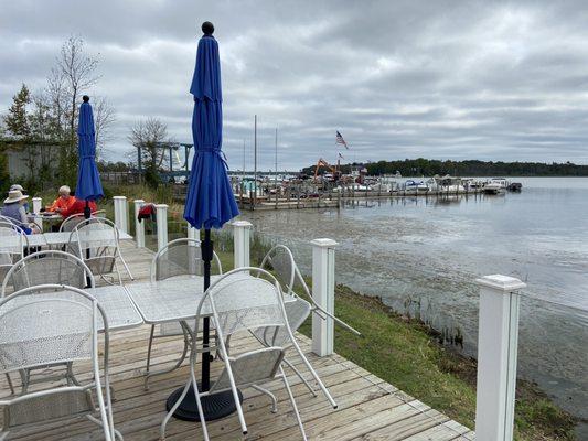 Deck seating and water view