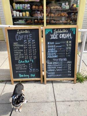 Coffee and ice cream menus