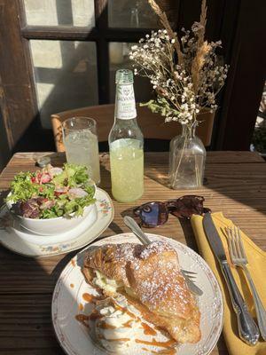 Salad and ice cream croissant