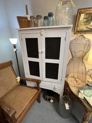 Antique pie safe painted white. $145