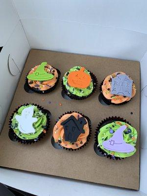 Whisk's 2020 Halloween cupcakes, moist chocolate cake with cream in the center.