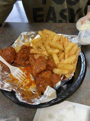 Hot Honey wings and fries