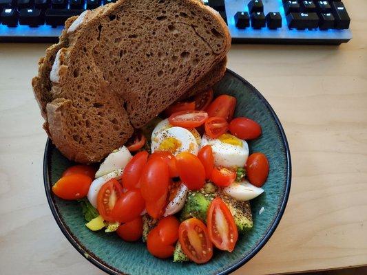 Rye bread slice from crispy rye bread roll for lunch