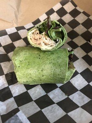 Turkey and Provolone on spinach wrap