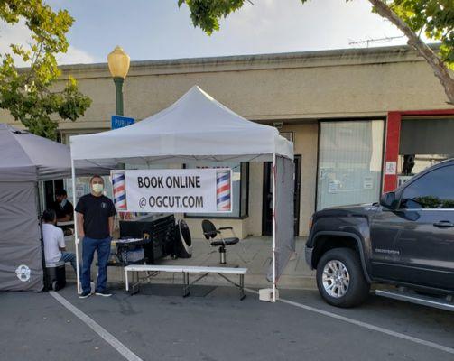 Outdoor haircuts due to covid19. Doing my part to obey governor's order.