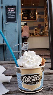 Waffle hot fudge sundae