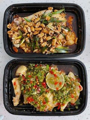 Spicy Flavor Chicken (Top) and Szechwan Pepper Chicken (Bottom)