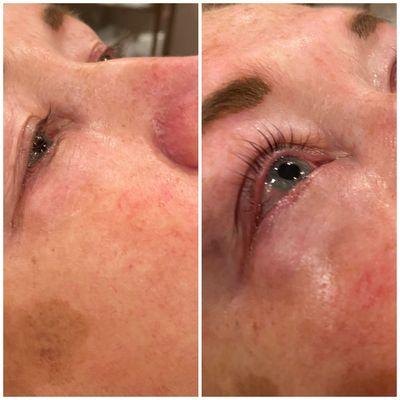 Keratin eyelash lift before and after