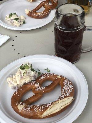 Pretzel with Beer Cheese and a dark ale on a chilly Sunday afternoon