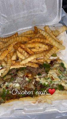 Philly cheese steak with fries