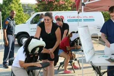 Chair massages being done for the community of Dunwoody.  We offer these for corporate events and are flexible on locations.