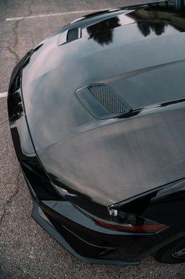 Gloss Carbon Fiber Hood Wrap