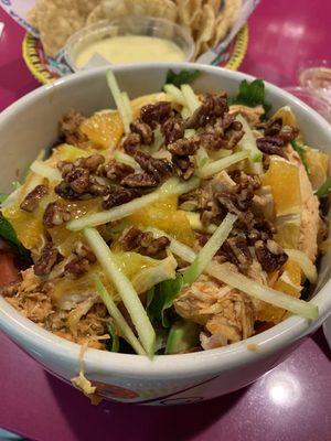 The Manzana Salad with Chicken TINGA (must request Chicken TINGA instead of grilled chicken.)