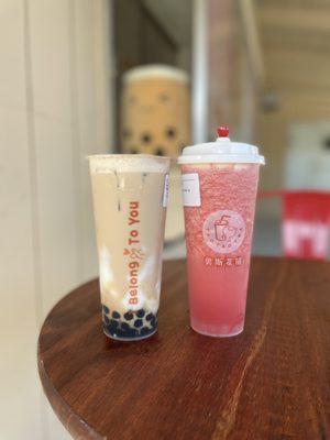 Royal milk tea, watermelon cheese