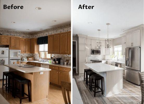 Kitchen and bathroom transformations. After painting your cabinets we can install new hardware on your doors and drawers.