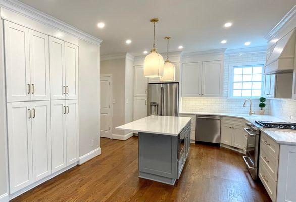 New Layout. New Cabinets. Quartz counters. New appliances and lighting. New floors and tile backsplash. Cary, NC