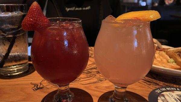 Triple Berry Sangria (Right) and White Peach Sangria (Left)