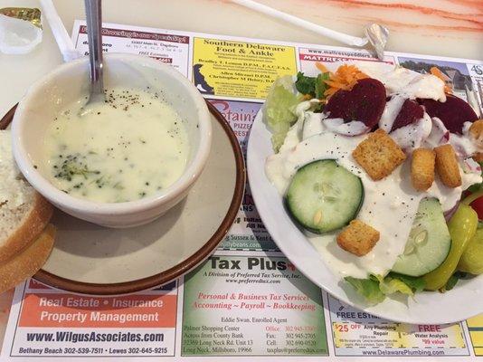 Delicious soup and salad bar- all you can eat with warm fresh baked bread