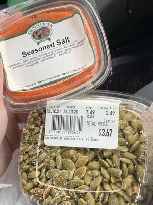 Some seasonings & pumpkin seed snacks