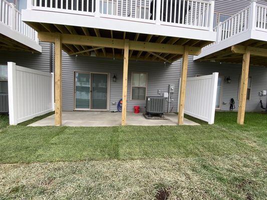 Back yard concrete pad ~200sq ft graded appropriately.