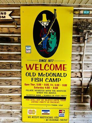 Welcome to Old McDonald Fish Camp