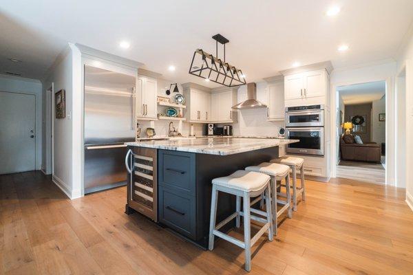 Full kitchen remodel using Mohawk Hardwood flooring. New subway style backsplash installed. Start your flooring project with us!