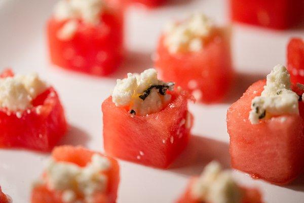 Watermelon Cubes w/ feta and mint