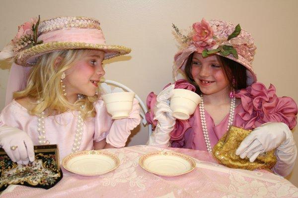 Time for a Tea Party!  Dress Up in the closet, spend time in the glamour room, take pictures, then have a cup of princess tea.