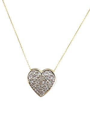 Yellow Gold Puffed Heart with Diamonds