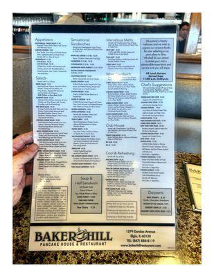 Menu @ Baker Hill Pancakes House    1279 Dundee Ave, Elgin, IL