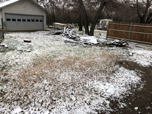 Snow in the backyard