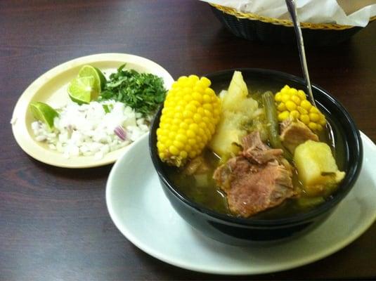 Caldo de res- it's pictured on the menu. Soo good!