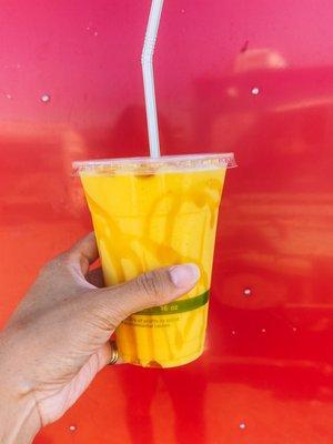 Mango + pineapple + honey smoothie