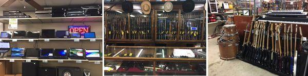 At our pawn shop, we have a wide selection of electronics, guns, and guitars!