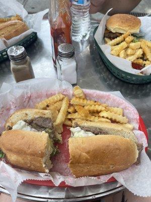 The Basic Cheesesteak Sandwich and Seasoned Fries