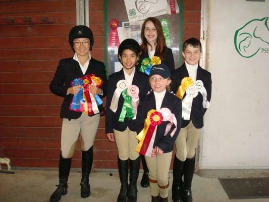 Students with winning ribbons