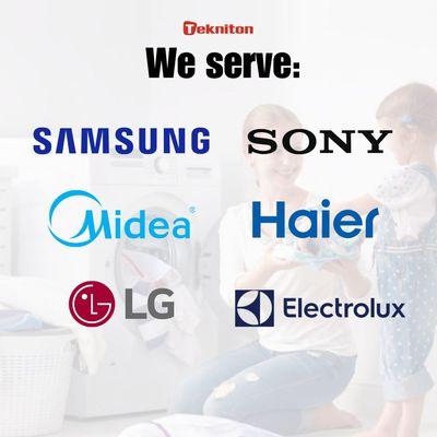 We serve:
Samsung
Sony
Midea
Haier
LG
Electrolux