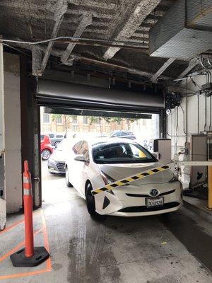 There's underground paid parking, but this guy will block the entrance waiting for space to free up.  Won't circle.