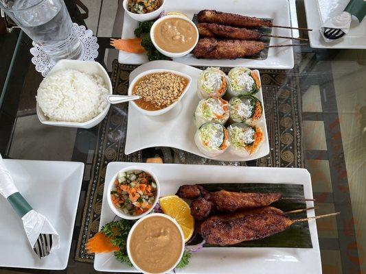 Apps -Chicken Satay & Summer Rolls with Jasmine Rice