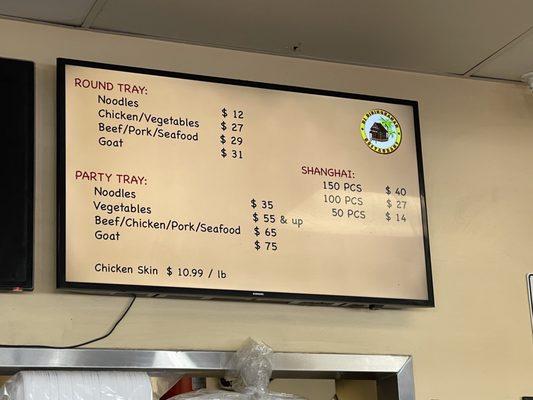 Menu as of March 5, 2023