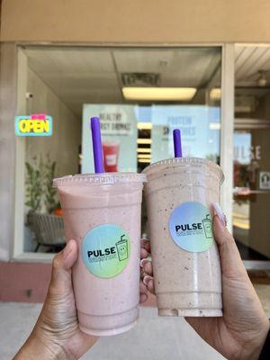 Strawberry banana and snickerdoodle shakes