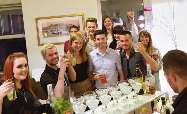 Why do these party guests look so happy? 
 Because they didn't have to make their own drinks. Sir Mix-A-Lot made them!