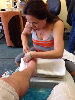 Getting my feet worked on