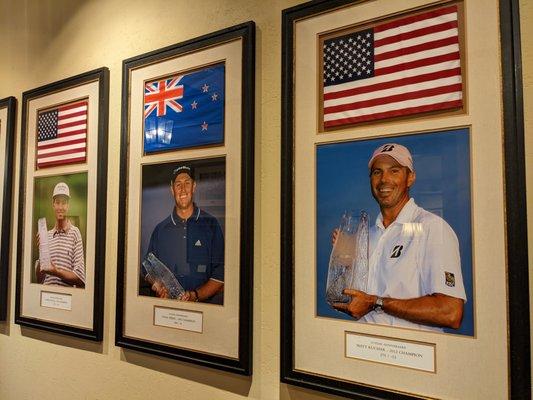 Inside the clubhouse. Wall of past winners of THE PLAYERS Championship. Matt Kuchar from Georgia Tech. Go Jackets!