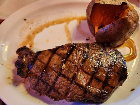 NY Strip and sweet potato