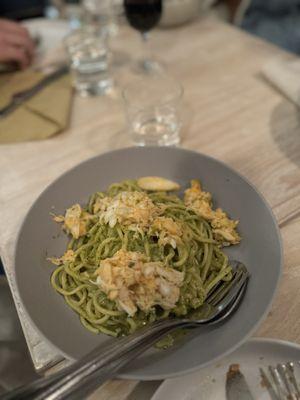 Maltaglita in basil pesto