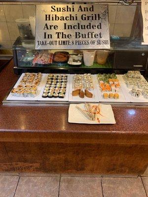 Sushi and hibachi grill included in buffet